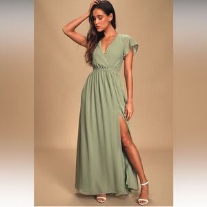 Lost in the Moment Sage Brush Maxi Dress